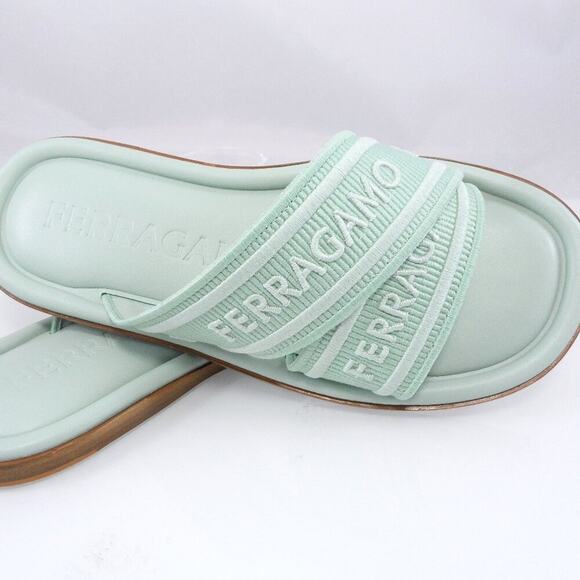 NIB$775 Ferragamo Laurene Logo Print Straps Flat Slides Sandals 6 C, 36.5 - Picture 8 of 16